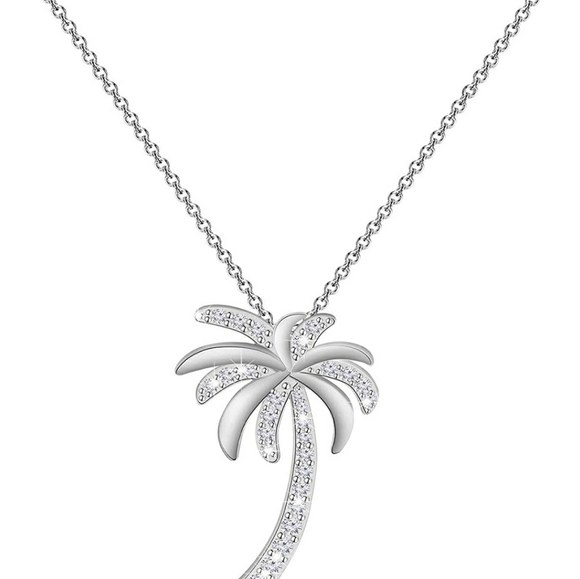 COPY - Ladies Palm Tree Necklace NWT Silver/CZ - Picture 5 of 6